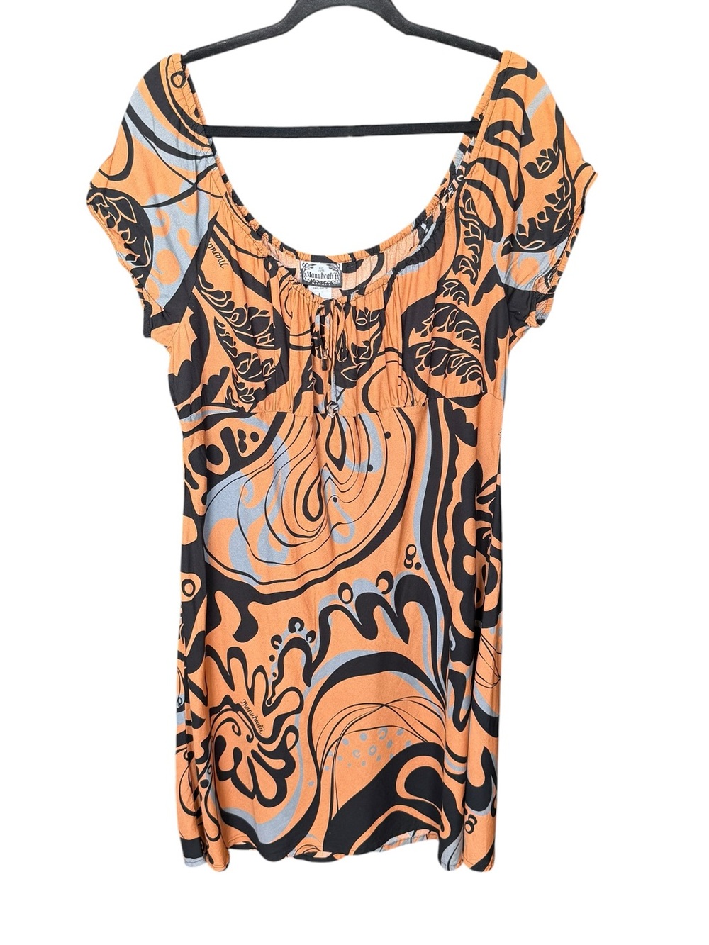 Manuhealii babydoll dress tie back rayon Large